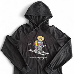 Mens Ralph Lauren Polo Black Cotton 
Light Sweater Original Bear Hoodie